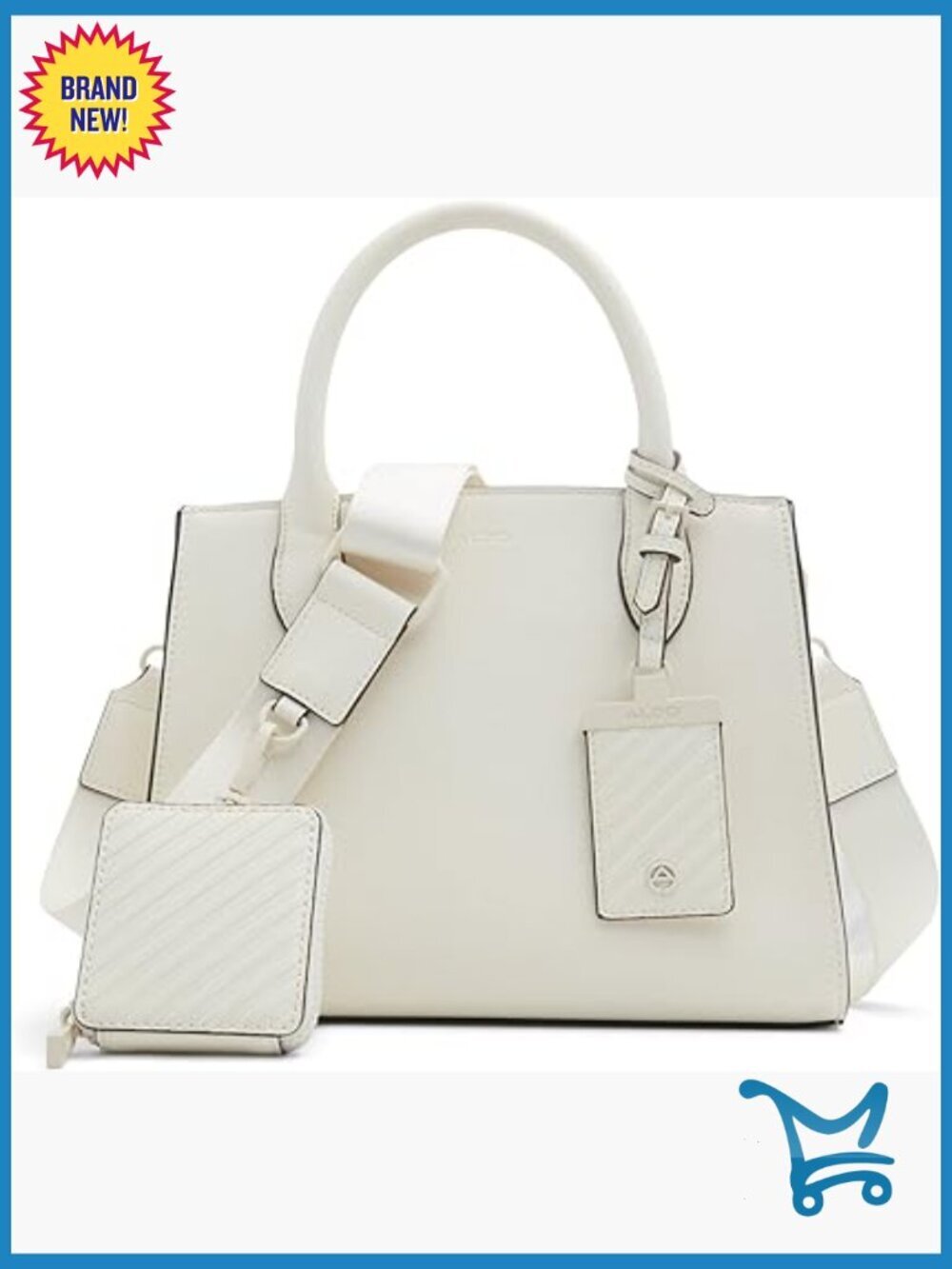 Medium Synthetic Satchel with Adjustable Strap and Detachable Pouch
